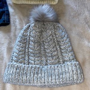 Beautiful hand knit 🧶 Hats one in grey and one in cream